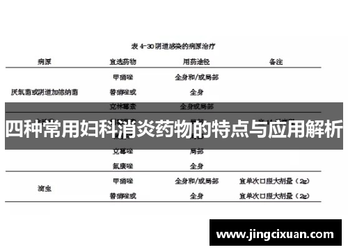 四种常用妇科消炎药物的特点与应用解析